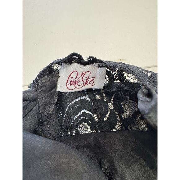 Vintage CINE STAR Black Nightgown Slip Dress Lace Accents Size Medium - Picture 4 of 9